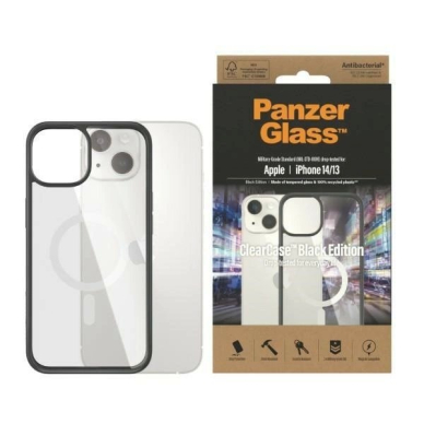 PanzerGlass DėklasMagSafe antibacterial iPhone 14 / 15 / 13 - Permatomas Juodas