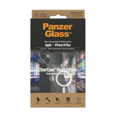 PanzerGlass DėklasMagSafe antibacterial iPhone 14 Plus / 15 Plus - Permatomas Juodas 2