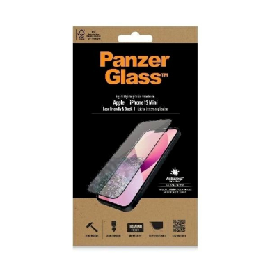 PanzerGlass E2E Microfracture antibacterial Apsauginis stiklas iPhone 13 mini -Juodas  1