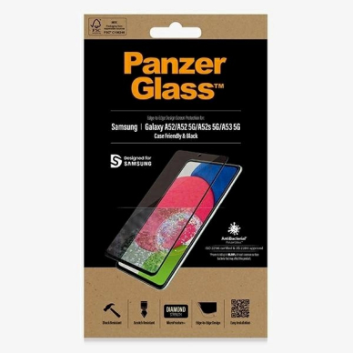 PanzerGlass E2E Microfracture antibacterial Apsauginis stiklas Samsung Galaxy A52 / A52 5G / A53 5G -Juodas  1