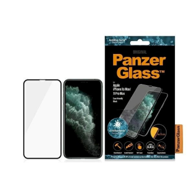 PanzerGlass E2E Super+ antibacterial Apsauginis stiklas  iPhone XS Max / 11 Pro Max -Juodas