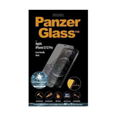 PanzerGlass E2E Super+ Microfracture antibacterial Apsauginis stiklas  iPhone 12 / 12 Pro -Juodas  2