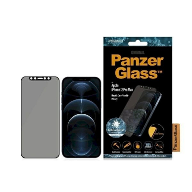 PanzerGlass E2E Super+ Microfracture antibacterial Apsauginis stiklas  iPhone 12 Pro Max -Juodas