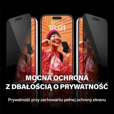 PanzerGlass Privacy Bundle 3in1 Permatomas dėklas + privacy Apsauginis stiklas + camera cover iPhone 15 9