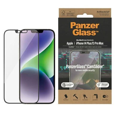 PanzerGlass Ultra-Wide Fit antibacterial apsauginis stiklas camera cover positioner iPhone 14 Plus / 13 Pro Max