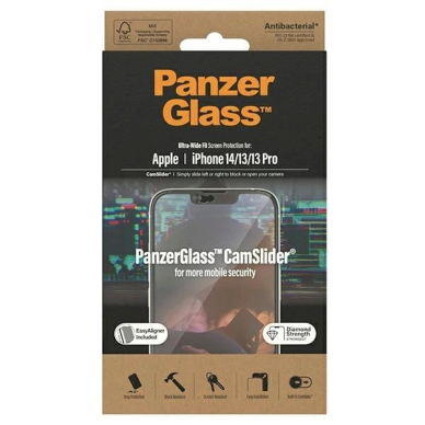 PanzerGlass Ultra-Wide Fit Antibacterial apsauginis stiklas Camera Cover Positioner iPhone 14/13/13 Pro 2