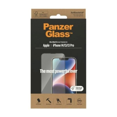 PanzerGlass Ultra-Wide Fit Antibacterial Apsauginis stiklas iPhone 14/13 Pro/13 5