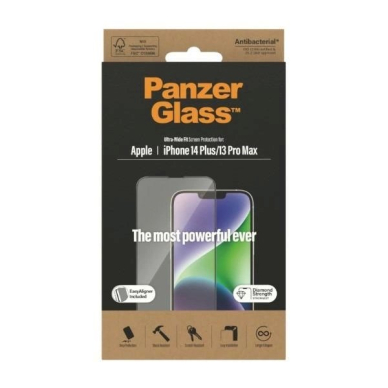 PanzerGlass Ultra-Wide Fit Antibacterial apsauginis stiklas Positioner iPhone 14 Plus / 13 Pro Max 6