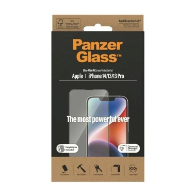 PanzerGlass Ultra-Wide Fit Antibacterial apsauginis stiklas Positioner iPhone 14/13 Pro/13 6