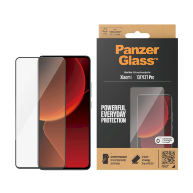 PanzerGlass Ultra-Wide Fit Antibacterial apsauginis stiklas  Xiaomi 13T / 13T Pro -Juodas  1