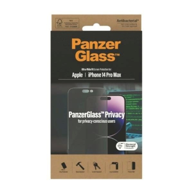 PanzerGlass Ultra-Wide Fit Antibacterial Privacy apsauginis stiklas  iPhone 14 Pro Max 7