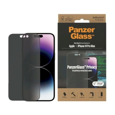 PanzerGlass Ultra-Wide Fit Antibacterial Privacy apsauginis stiklas  iPhone 14 Pro Max