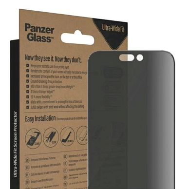 PanzerGlass Ultra-Wide Fit apsauginis stiklas  Antibacterial PrivacyPositioner iPhone 14 Pro Max 5