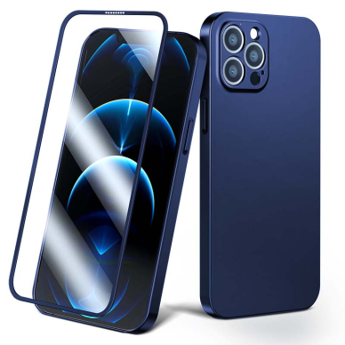 Pilnai dengiantis dėklas Joyroom 360 Full Case iPhone 13 Pro Max + apsauginis stiklas mėlynas (JR-BP928 blue)