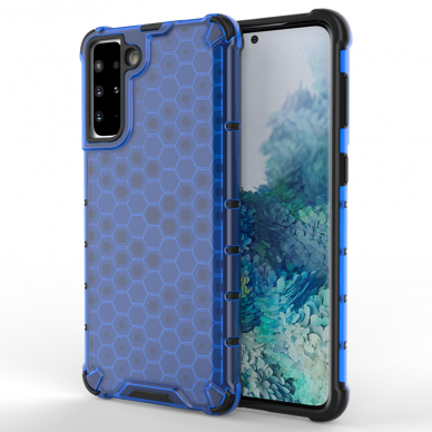 Plastikinis dėklas Honeycomb Case Samsung Galaxy S21+ 5G (S21 Plus 5G) Tamsiai mėlynas