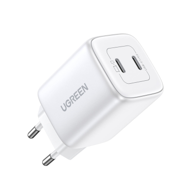 Quick charger GaN 2 x USB-C 45W QC PD Ugreen CD294 - Baltas 1