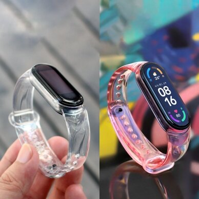 Silikoninė apyrankė skirta Xiaomi Mi Band 6 / 5 skaidri-gelsva 2