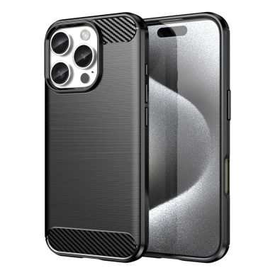 Silikoninis dėklas Carbon iPhone 16 Pro - Juodas