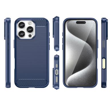 Silikoninis dėklas Carbon iPhone 16 Pro Max Silicone Case - Mėlynas 2