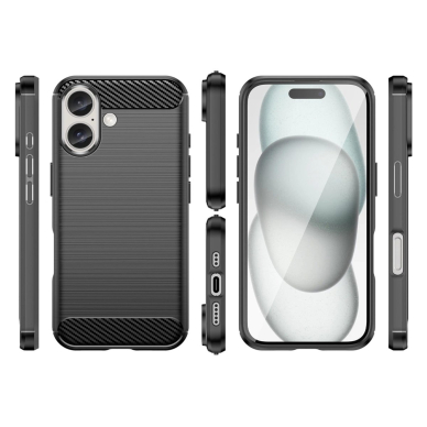 Silikoninis dėklas Carbon iPhone 16 Silicone Case - Juodas 2