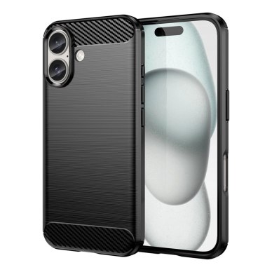 Silikoninis dėklas Carbon iPhone 16 Silicone Case - Juodas