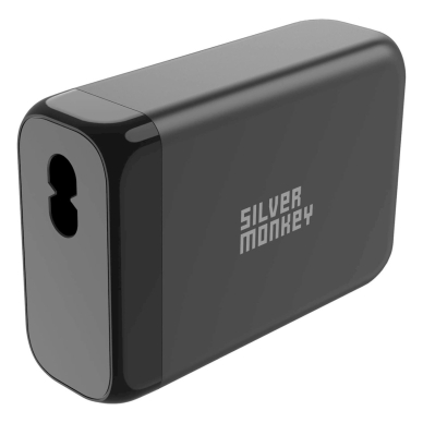 Silver Monkey SMA151 130W GaN Įkroviklis  3xUSB-C PD USB-A QC 3.0detachable power Kabelis - Juodas 2