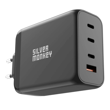 Silver Monkey SMA153 200W GaN Įkroviklis  3xUSB-C PD USB-A QC 3.0 - Juodas 1