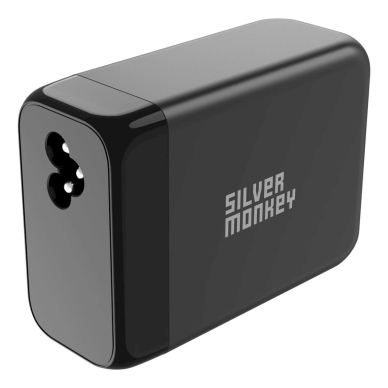 Silver Monkey SMA155 200W GaN Įkroviklis  3xUSB-C PD USB-A QC 3.0detachable power Kabelis - Juodas 2