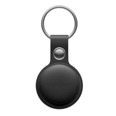 Silver Monkey Tag silicone locator, compatibleApple Find My + Dėklas - Juodas