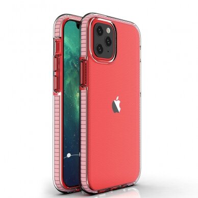 SKAIDRUS TPU DĖKLAS SU SPALVOTU RĖMU „SPRING CASE“ Iphone 12 Mini Šviesiai Rožinis