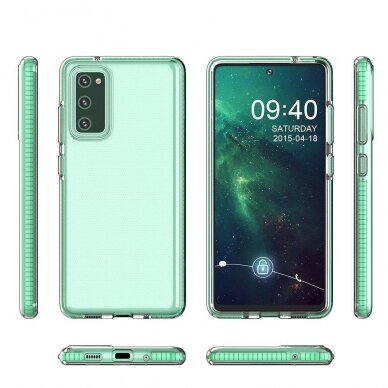 Samsung Galaxy A72 Skaidrus TPU dėklas su spalvotu rėmu Spring Case 4G šviesiai rožiniais kraštais 1