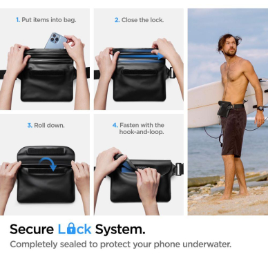 Spigen A621 UNIVERSAL WATERPROOF CASE & WAIST BAG BLACK 10