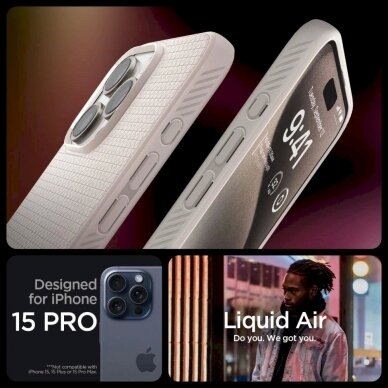 Spigen Liquid Air case for iPhone 15 Pro Max - natural titanium 1