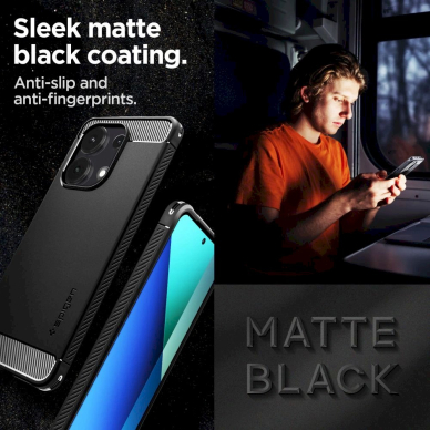 Spigen Rugged Armor Dėklas Xiaomi Redmi Note 13 4G / LTE - matte Juodas 12