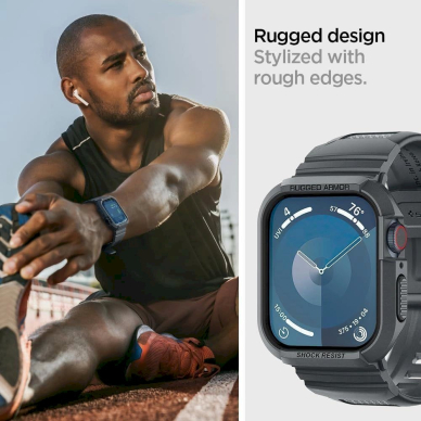 Spigen Rugged Armor Pro Dėklas Apple Watch 4 / 5 / 6 / 7 / 8 / 9 / SE (44 / 45 mm) - tamsiai pilkas 10