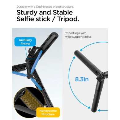 Spigen S560W Bluetooth Asmenukių lazda tripod - Juodas 13