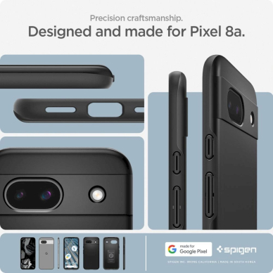 Spigen Thin Fit dėklas Google Pixel 8A - matte Juodas 6