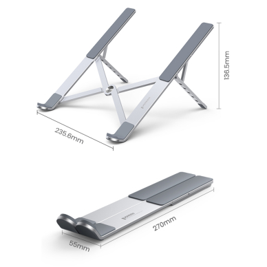 Sulankstomas Nešiojamojo Kompiuterio Laikiklis Ugreen foldable holder for laptop with height adjustment Sidabrinis (LP451) 13