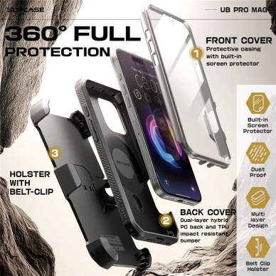 Supcase UB Pro Mag MagSafe Dėklas  iphone 16 Pro Max - Pilkas 4