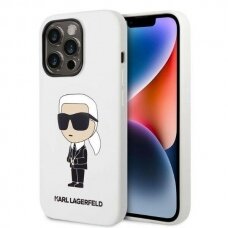 Telefono Dėklas Etui Karl Lagerfeld Silicone Ikonik na iPhone 14 Pro Max Baltas GNZ022