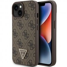 Telefono Dėklas Guess Leather 4G Triangle Strass case skirta iPhone 15 Rudas