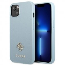 Telefono Dėklas Guess Saffiano 4G Small Metal Logo na iPhone 13 mini Mėlynas GNZ022