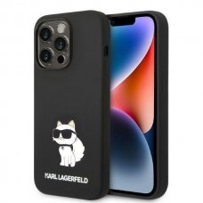 Telefono Dėklas Karl Lagerfeld Silicone Choupette na iPhone 14 Pro Max Juodas GNZ022