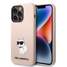 Telefono Dėklas Karl Lagerfeld Silicone Choupette na iPhone 14 Pro Max Rožinis GNZ022