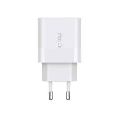 Tech-Protect C20W 2x USB-C PD 20W network Įkroviklis USB-C / USB-C Kabelis - baltas 3