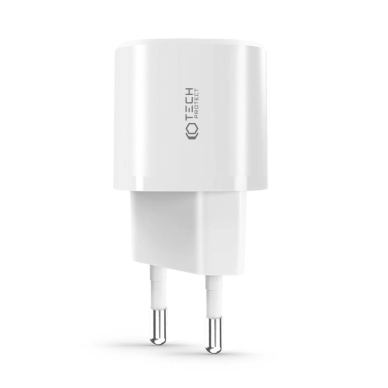 Tech-Protect C20W mini USB-C PD 20W / USB-A QC 3.0 network Įkroviklis  - baltas 1