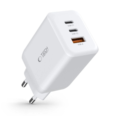 Tech-Protect C65W network Įkroviklis  2x USB-C PD 65W / USB-A QC 3.0 - baltas 6