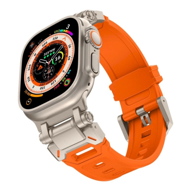 Tech-Protect Delta Pro Apyrankė Apple Watch 4 / 5 / 6 / 7 / 8 / 9 / SE / Ultra 1 / 2 (42/44/45/49 mm) - Titanium Orange 2