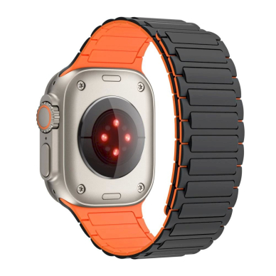 Tech-Protect IconBand Magnetic Apyrankė Apple Watch 4 / 5 / 6 / 7 / 8 / 9 / SE / Ultra 1 / 2 (42/44/45/49 mm) - Juodas  Orange 2