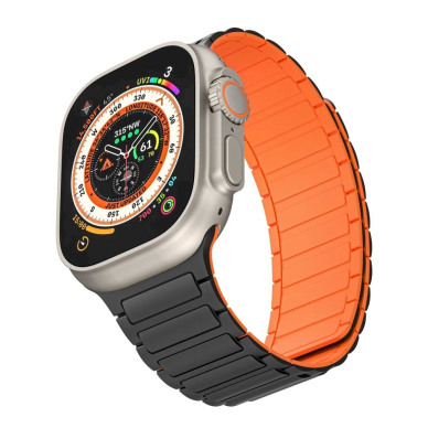 Tech-Protect IconBand Magnetic Apyrankė Apple Watch 4 / 5 / 6 / 7 / 8 / 9 / SE / Ultra 1 / 2 (42/44/45/49 mm) - Juodas  Orange 3